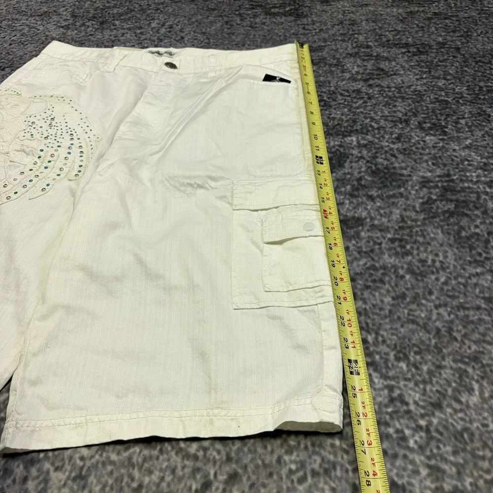 NWT Vintage Pelle Pelle Cargo Shorts Mens 36 White Baggy Hip-Hop Skater Y2K